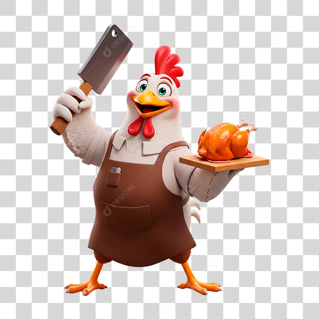 Mascote Frango Açougueiro PNG Transparente