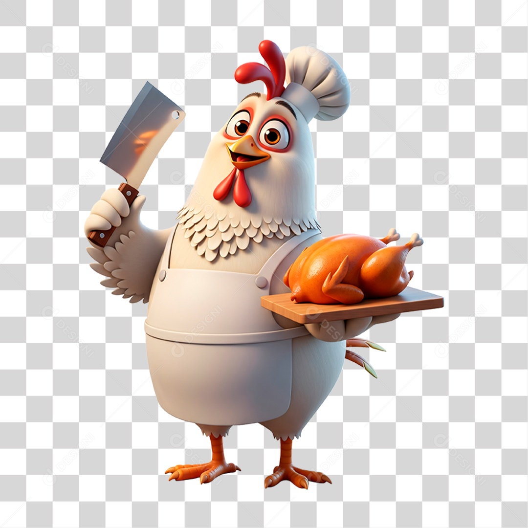Mascote Frango Açougueiro PNG Transparente