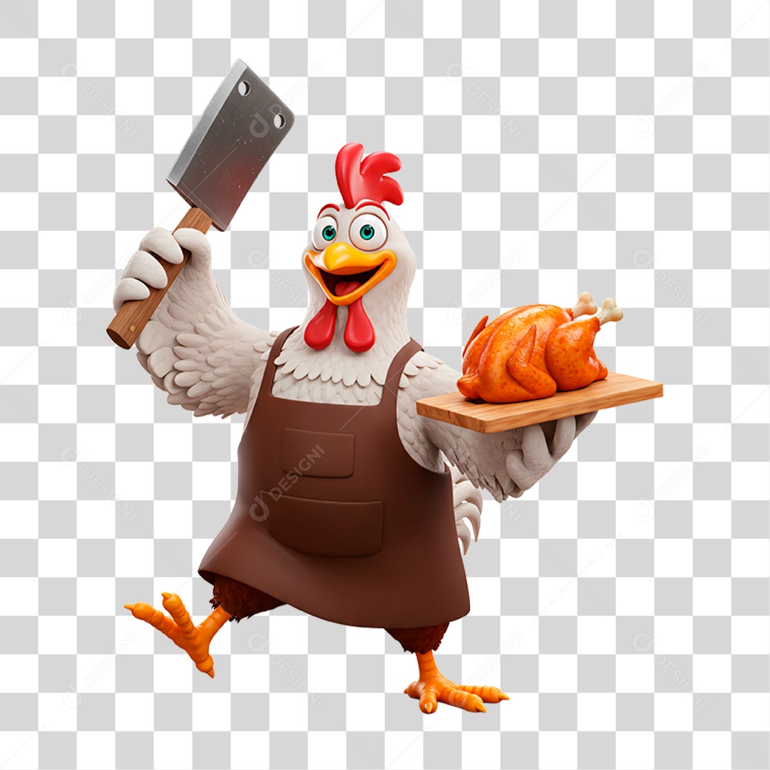 Mascote Frango Açougueiro PNG Transparente
