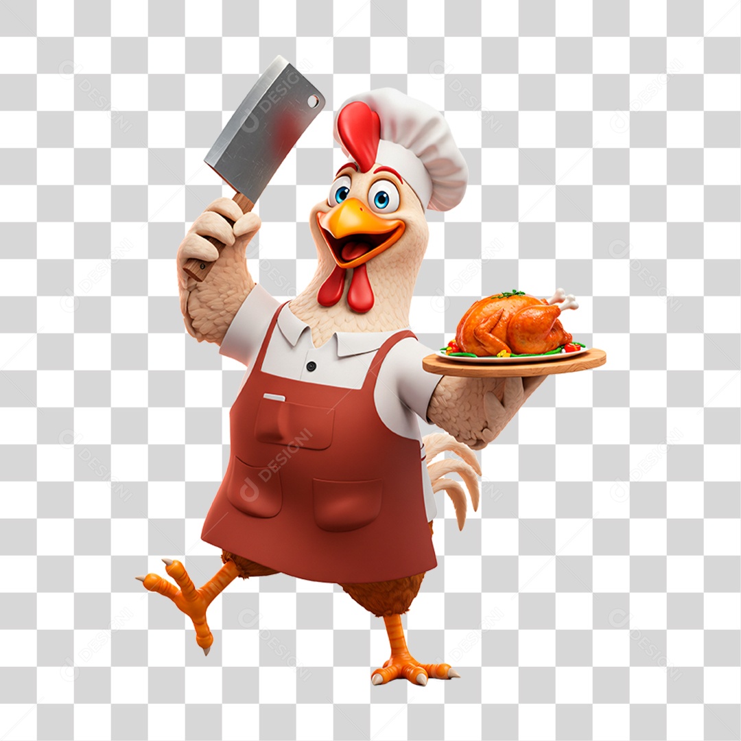 Mascote Frango Açougueiro PNG Transparente