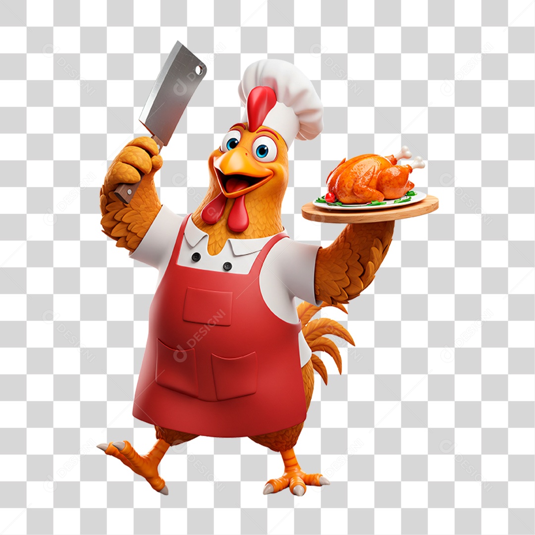 Mascote Frango Açougueiro PNG Transparente