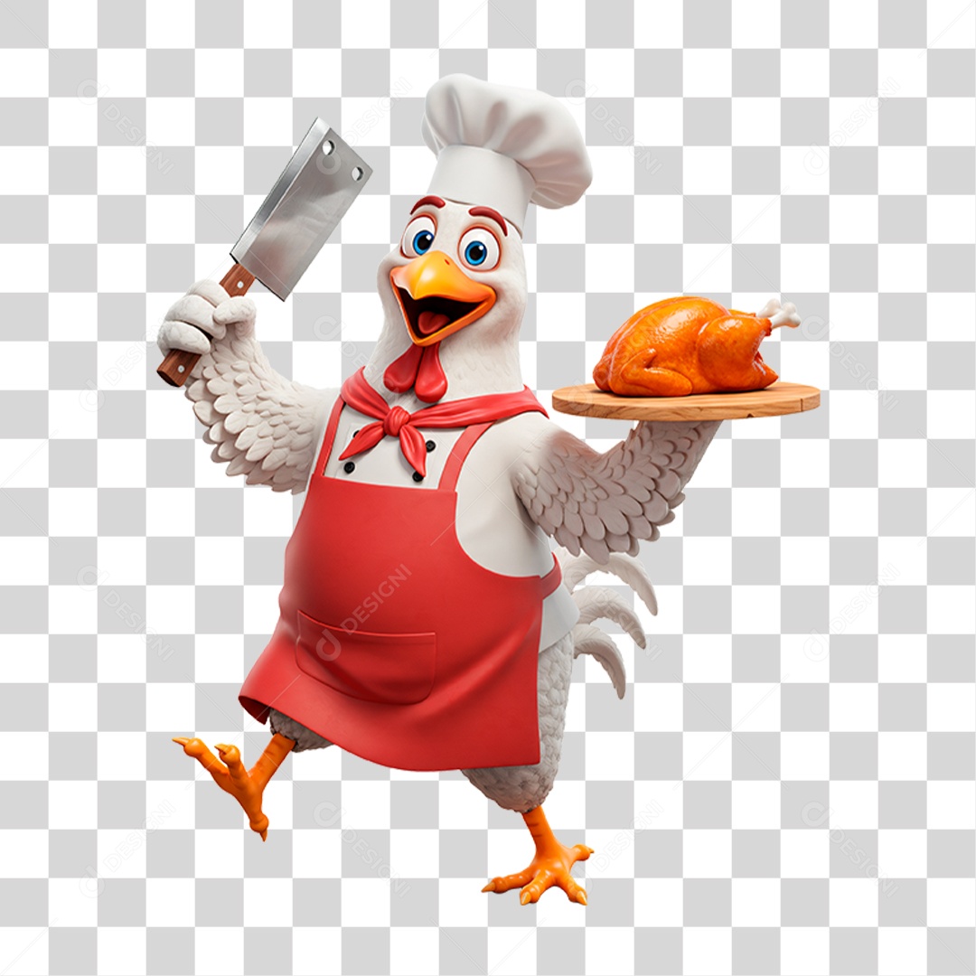 Mascote Frango Açougueiro PNG Transparente
