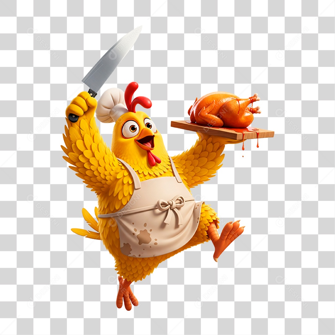 Mascote Frango Açougueiro PNG Transparente