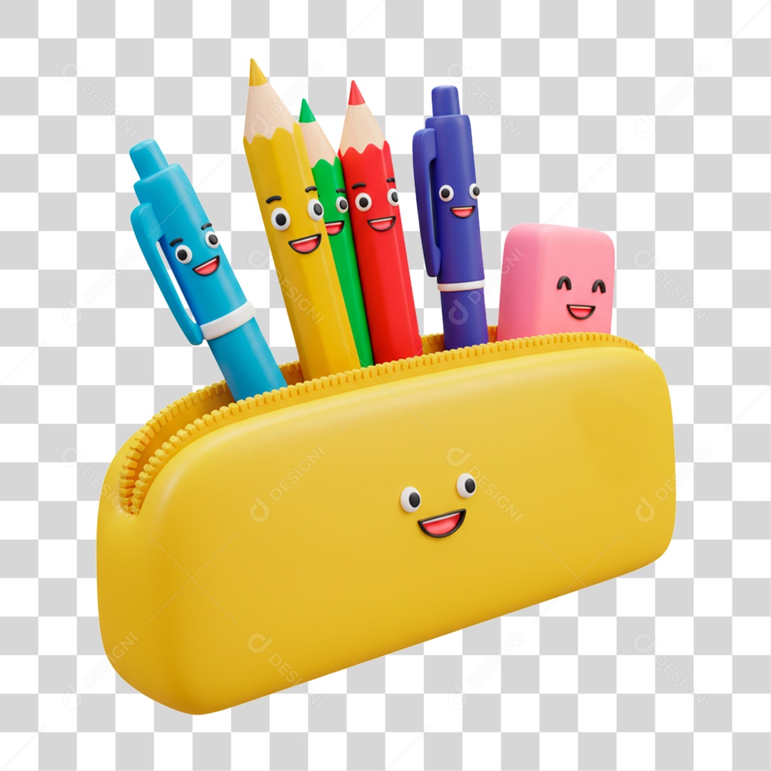 Estojo com Lápis Caneta PNG Transparente