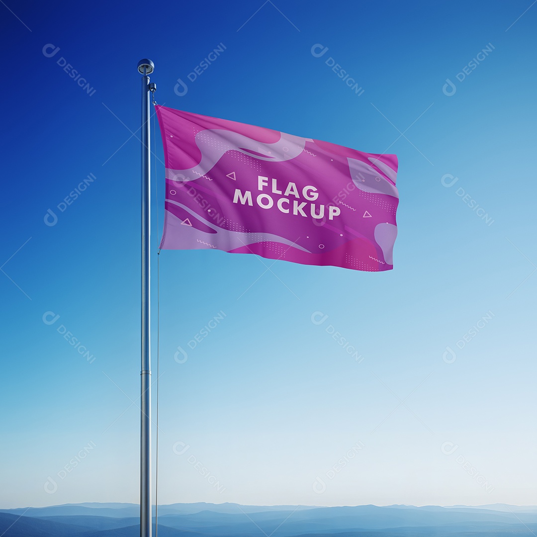 Bandeira Modelo Pena Mockup PSD Editável