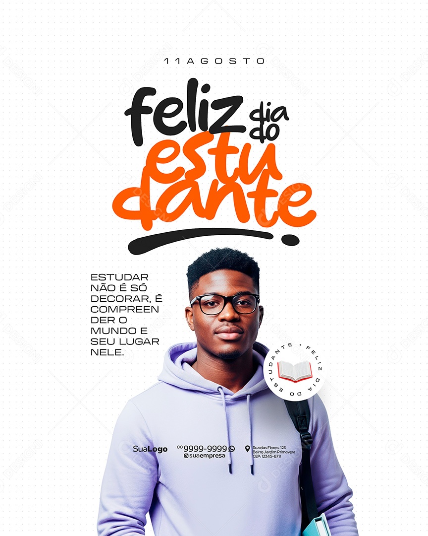 Feliz Dia Do Estudante 11 De Agosto Social Media PSD Editável