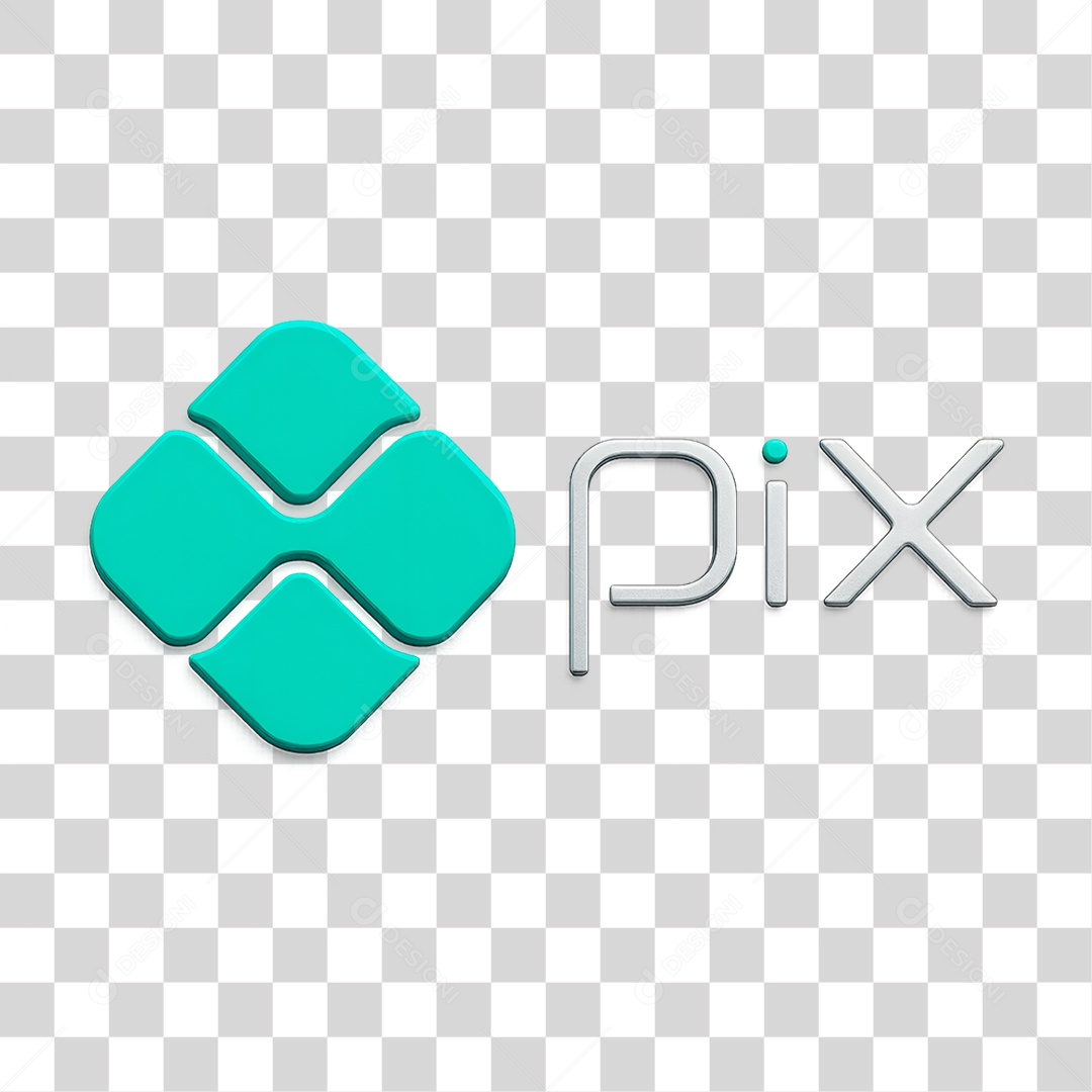 Selo 3D Pix para Composição PNG Transparente