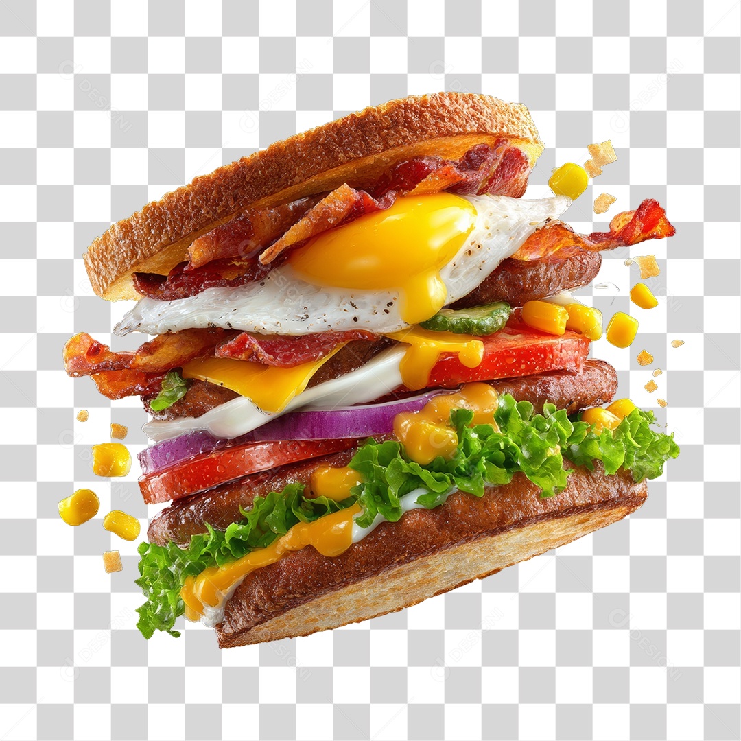 Lanche Sanduíche PNG Transparente