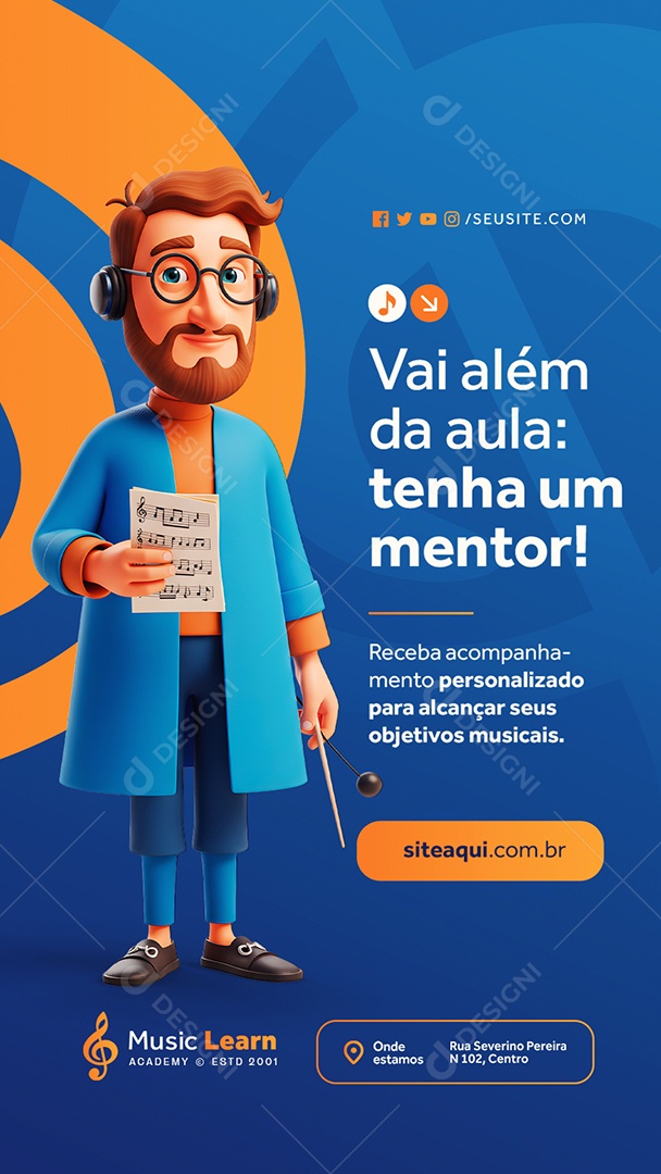 Story Escola de Música Vai Além da Aula Social Media PSD Editável