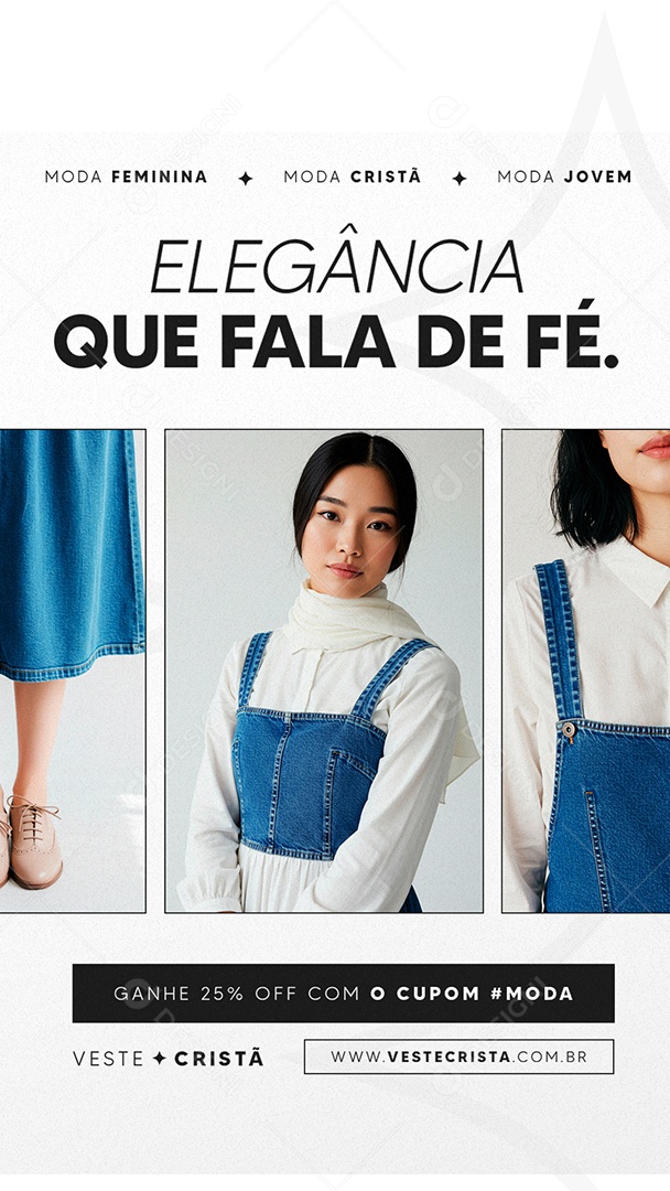 Story Loja de Moda Cristã Elegância Que Fala de Fé Social Media PSD Editável