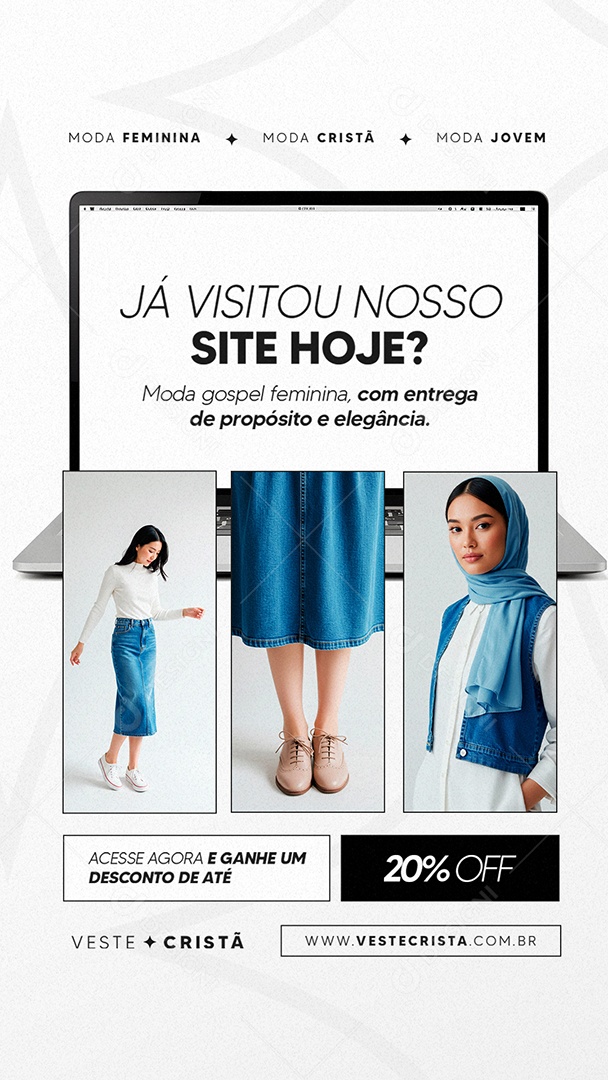 Story Loja de Moda Cristã Já Visitou Nosso Site Hoje Social Media PSD Editável