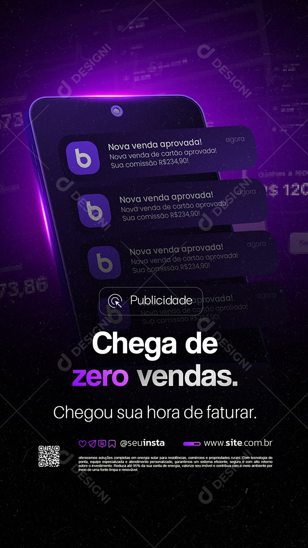 Story Marketing Digital Chega de Zero Vendas Social Media PSD Editável