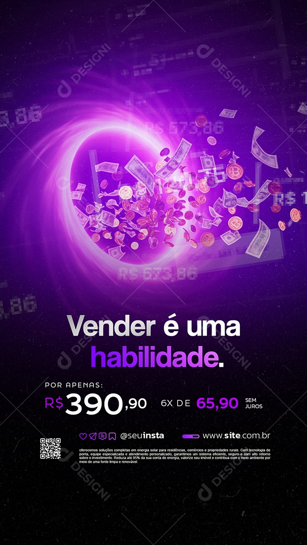 Story Marketing Digital Vender é Uma Habilidade Social Media PSD Editável