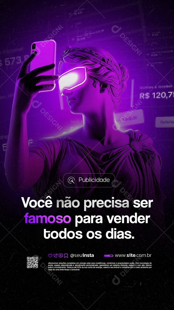 Story Marketing Digital Você Não Precisa Ser Famoso Social Media PSD Editável