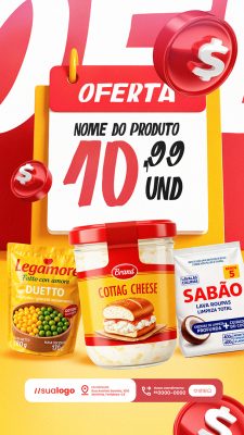 Story Ofertas Supermercado Produtos Social Media PSD Editável