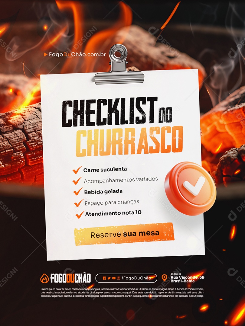 Churrascaria Checklist do Churrasco Social Media PSD Editável