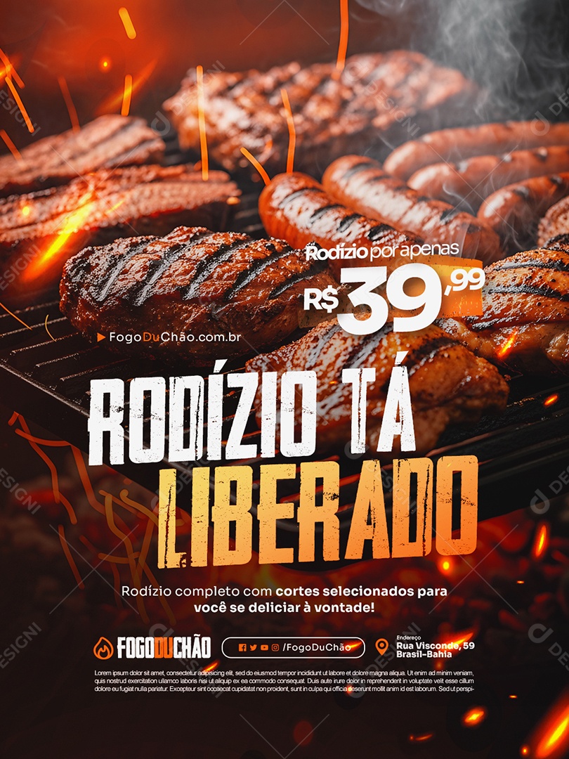 Churrascaria Rodízio tá Liberado Social Media PSD Editável