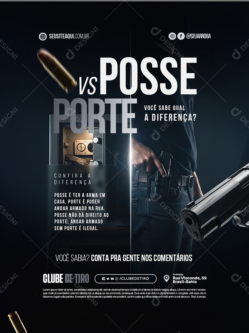 Clube de Tiro Posse versus Porte Social Media PSD Editável