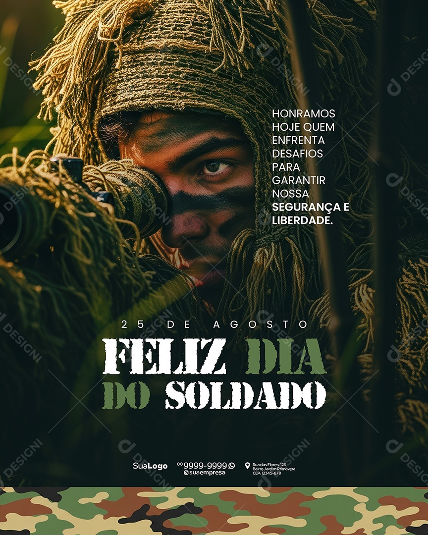 Dia do Soldado 25 de Agosto Social Media PSD Editável