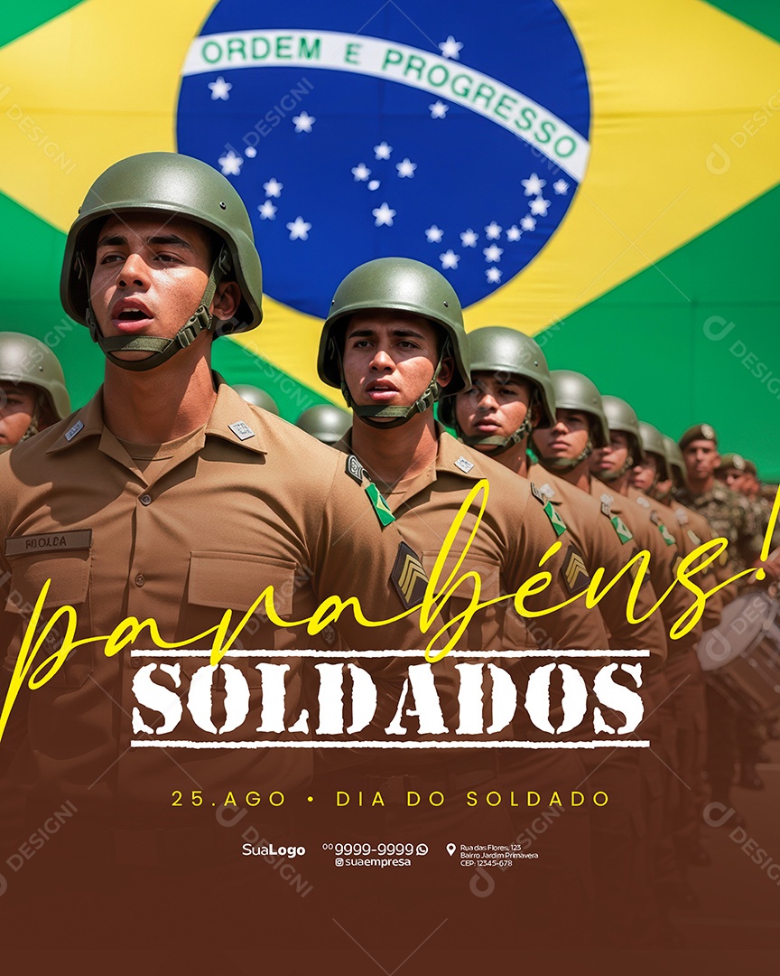 Dia do Soldado 25 de Agosto Parabéns Social Media PSD Editável