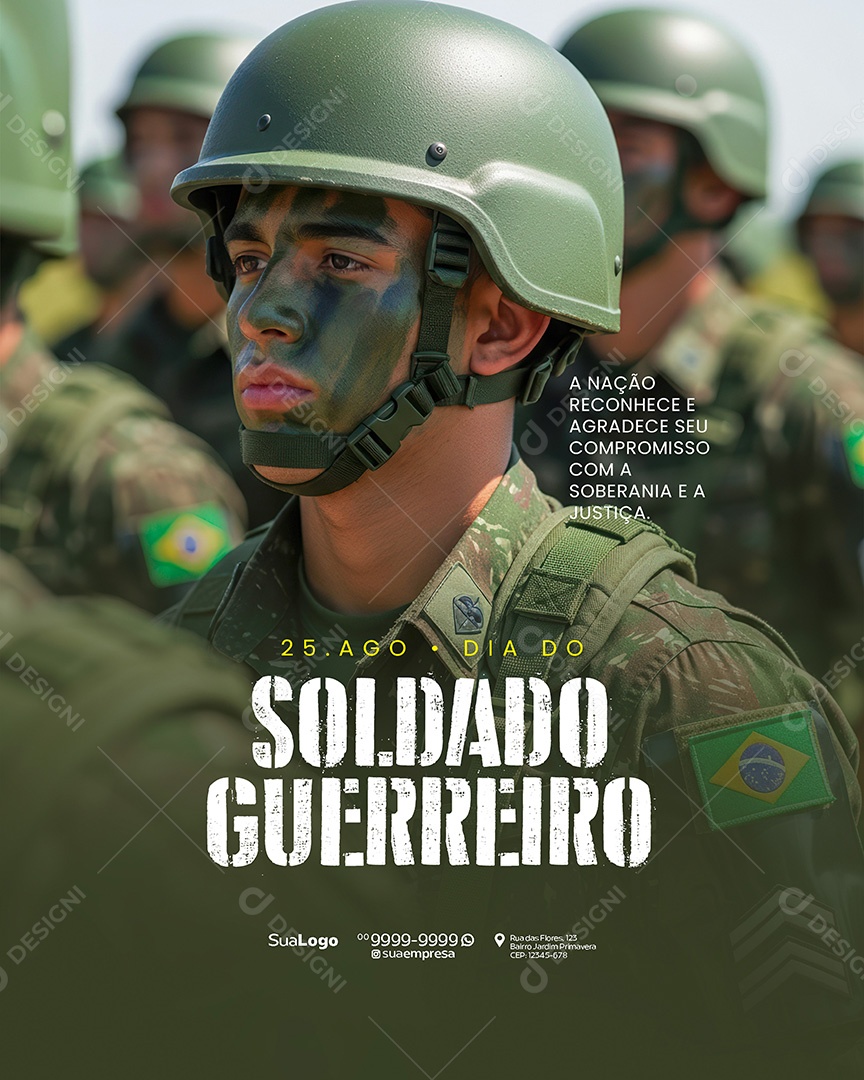 Dia do Soldado 25 de Agosto Social Media PSD Editável
