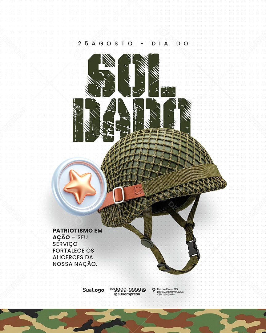 Dia do Soldado 25 de Agosto Social Media PSD Editável