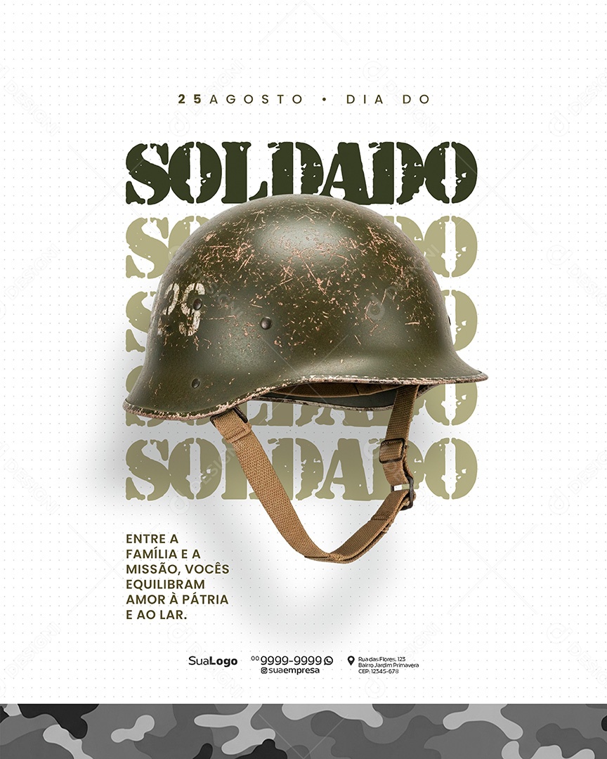 Dia do Soldado 25 de Agosto Social Media PSD Editável
