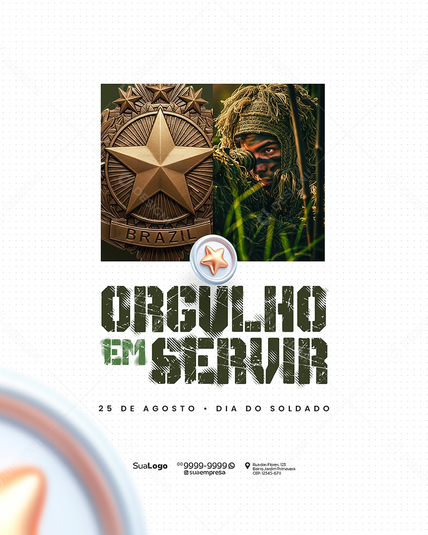 Dia do Soldado 25 de Agosto Social Media PSD Editável