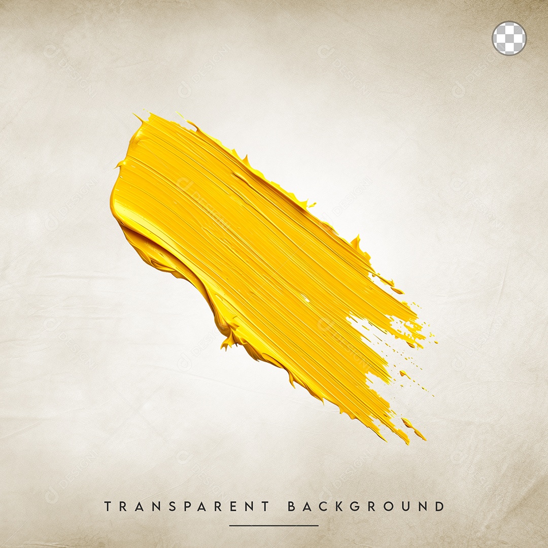 Elemento 3D Pincelada De Tinta Amarelo Para Composição PSD