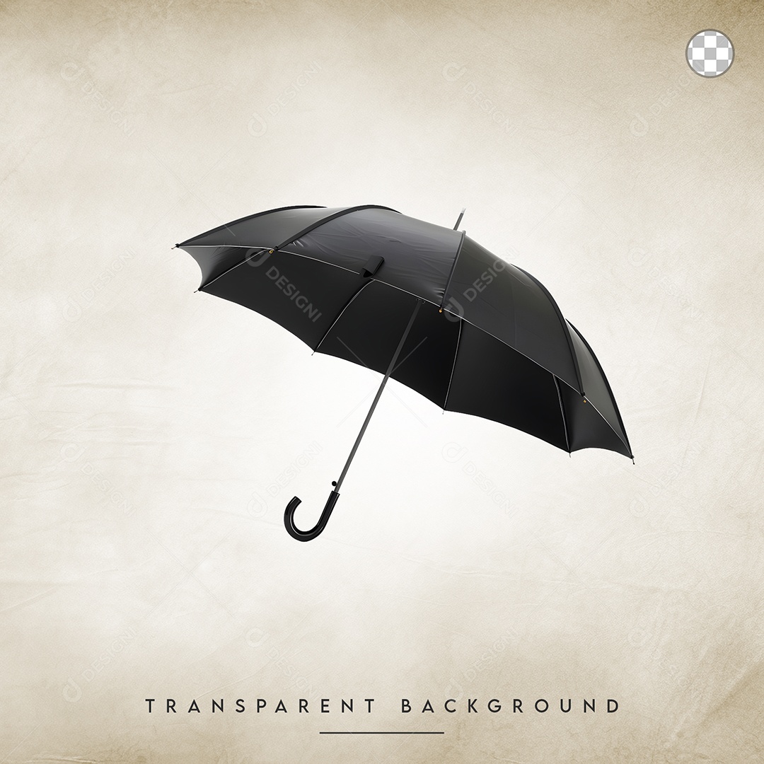 Elemento 3D Guarda-Chuva Preto Para Composição PSD