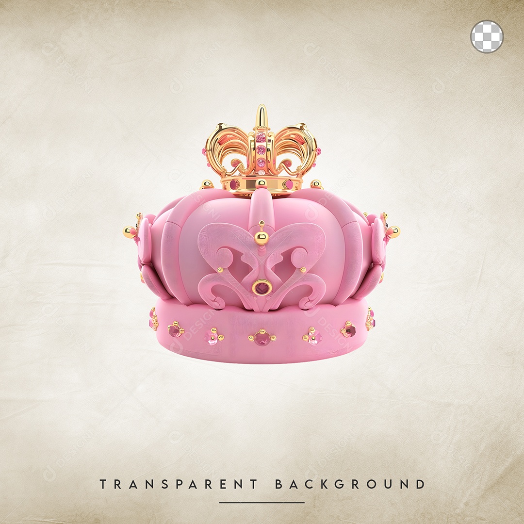 Elemento 3D Coroa Rosa Para Composição PSD