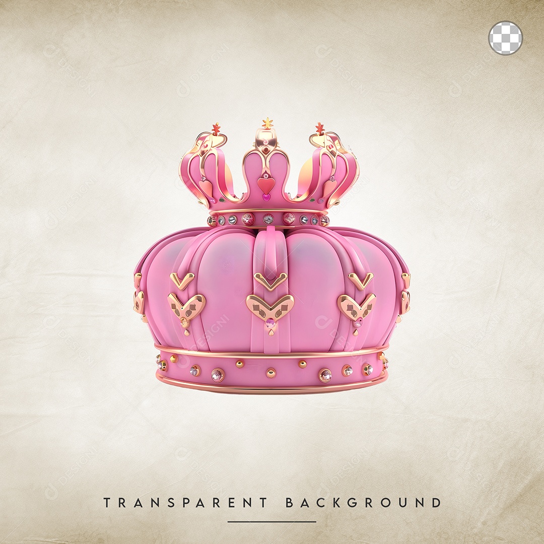 Elemento 3D Coroa Rosa Para Composição PSD