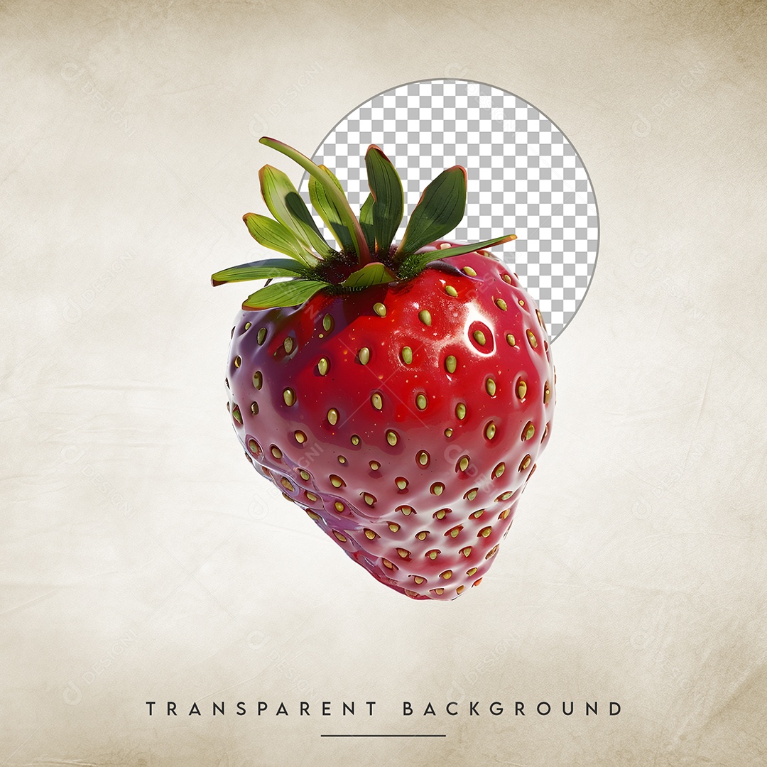 Elemento 3D Morango Para Composição PSD