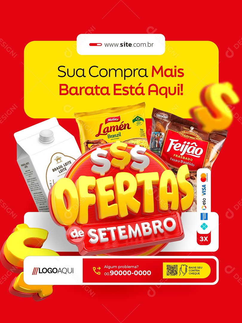 Supermercado Ofertas de Setembro Social Media PSD Editável