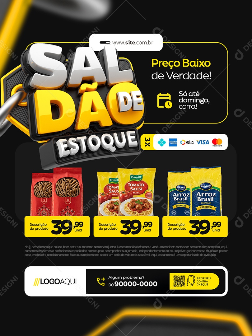Supermercado Saldão de Estoque Social Media PSD Editável