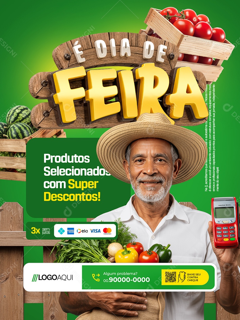 Supermercado É dia de Feira Social Media PSD Editável