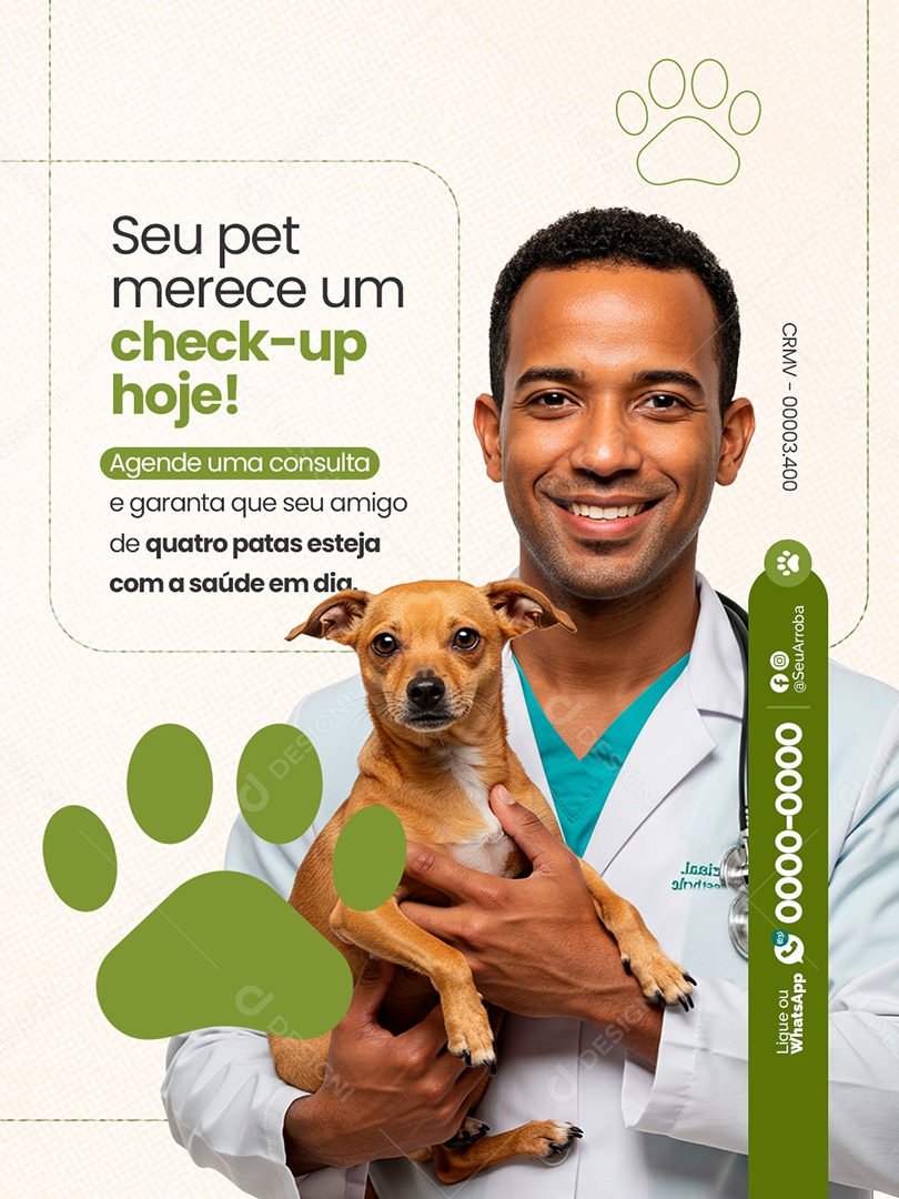 Veterinário Seu Pet ere um Check up hoje Social Media PSD Editável