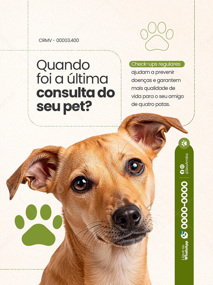 Veterinário Quando Foi a Ultima Consulta do Seu Pet Social Media PSD Editável