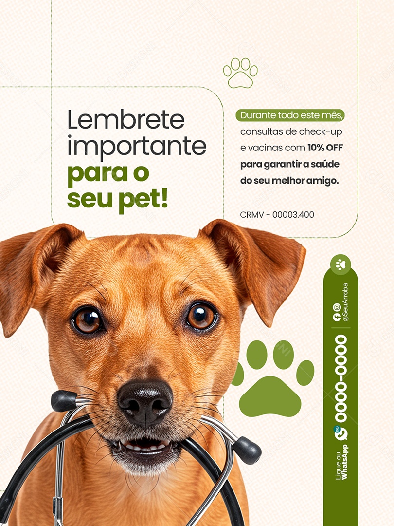 Veterinário Lembrete Social Media PSD Editável