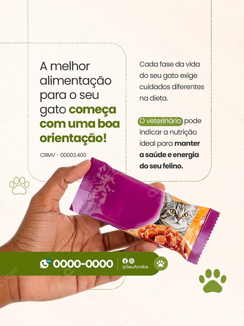 Veterinário a Melhor Alimento pro seu Gato Social Media PSD Editável