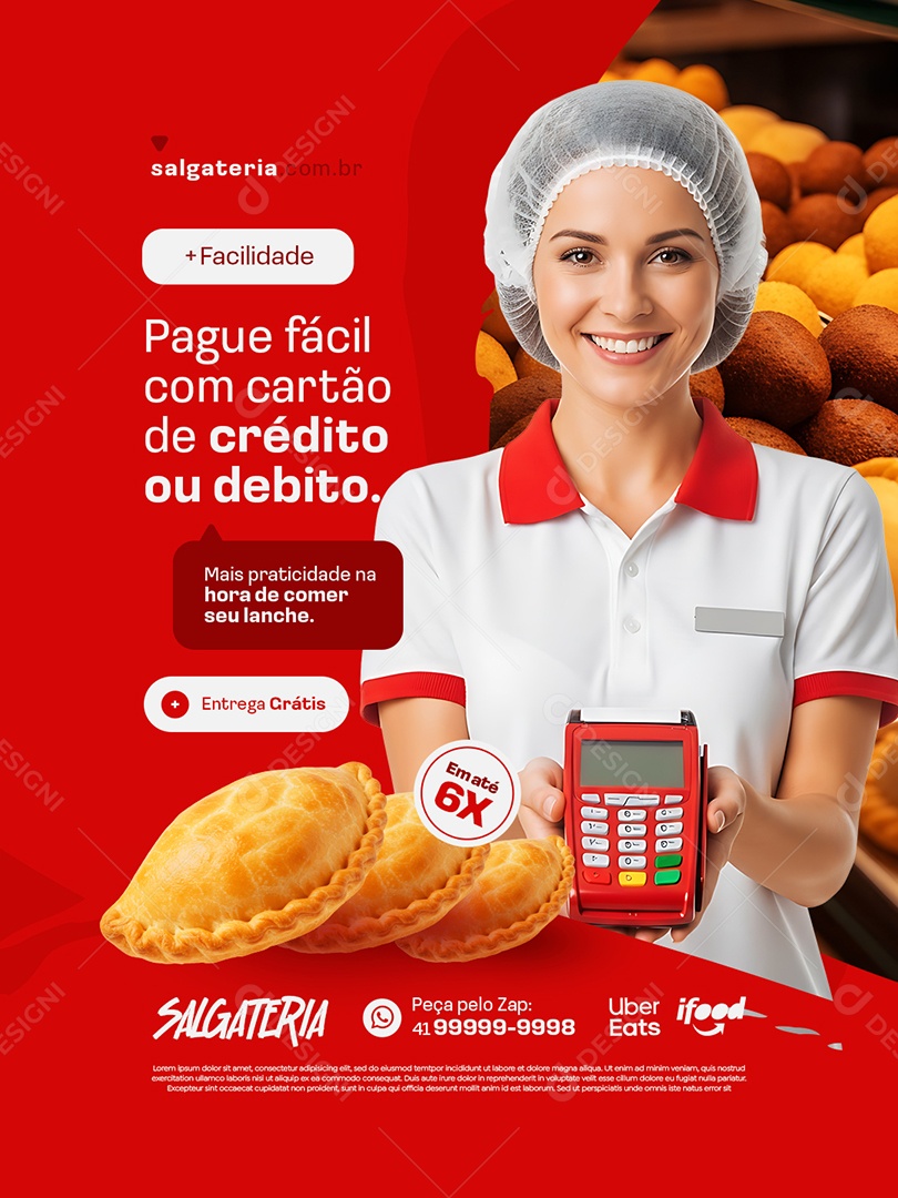 Salgados Pague Fácil Social Media PSD Editável