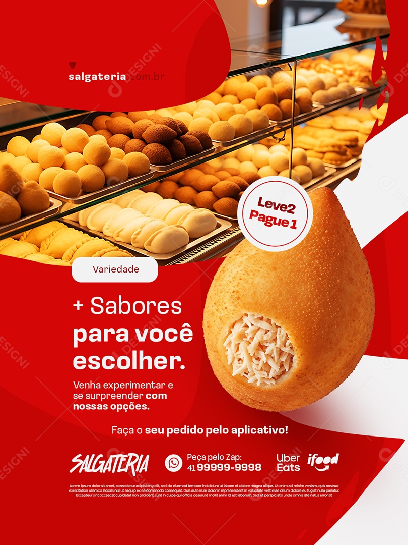 Salgados Sabores para Você Escolher Social Media PSD Editável