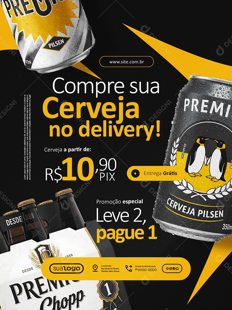 Distribuidora de Bebidas Compre sua Cerveja Social Media PSD Editável