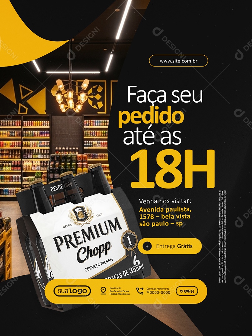 Distribuidora de Bebidas Horário Social Media PSD Editável