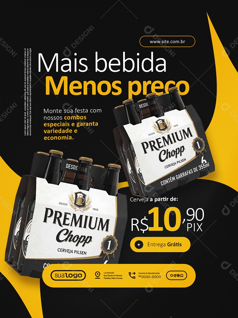 Distribuidora de Bebidas Mais Bebida Menos Preço Social Media PSD Editável