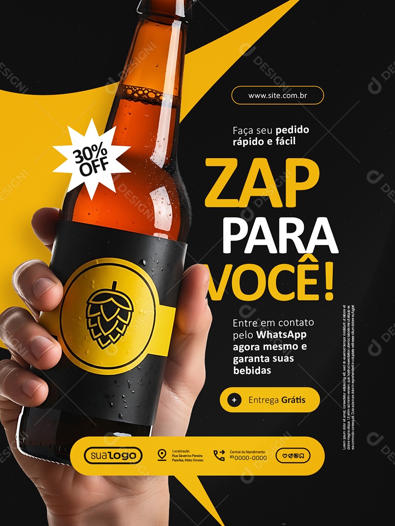 Distribuidora de Bebidas Contato Social Media PSD Editável