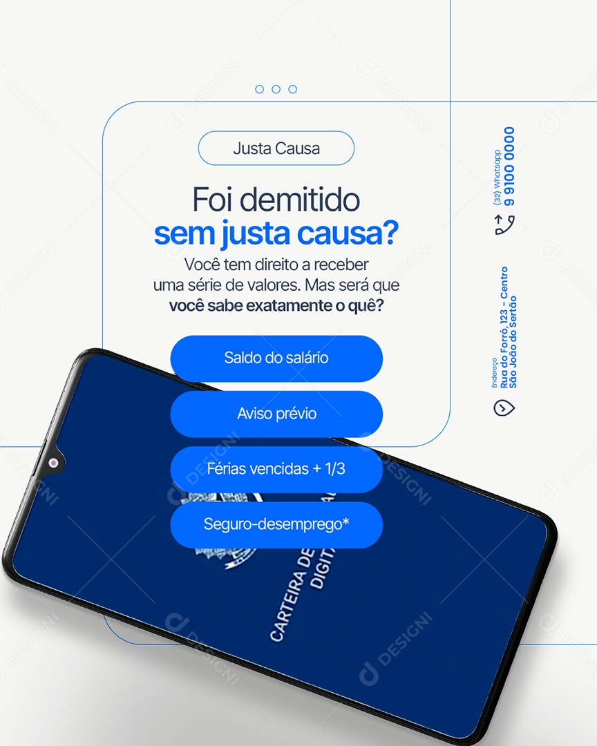 Advocacia Foi Demitido Sem Justa Causa Social Media PSD Editável