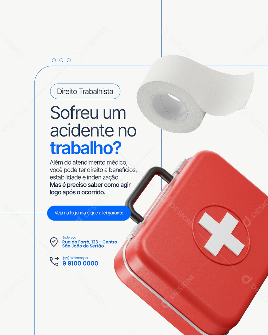 Advocacia Sofreu um Acidente no Trabalho Social Media PSD Editável