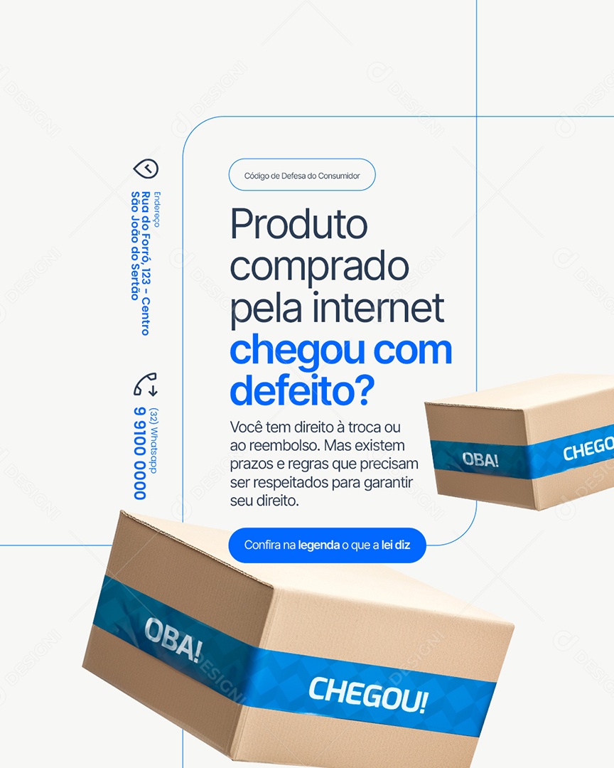 Advocacia Produto Chegou com Defeito Social Media PSD Editável