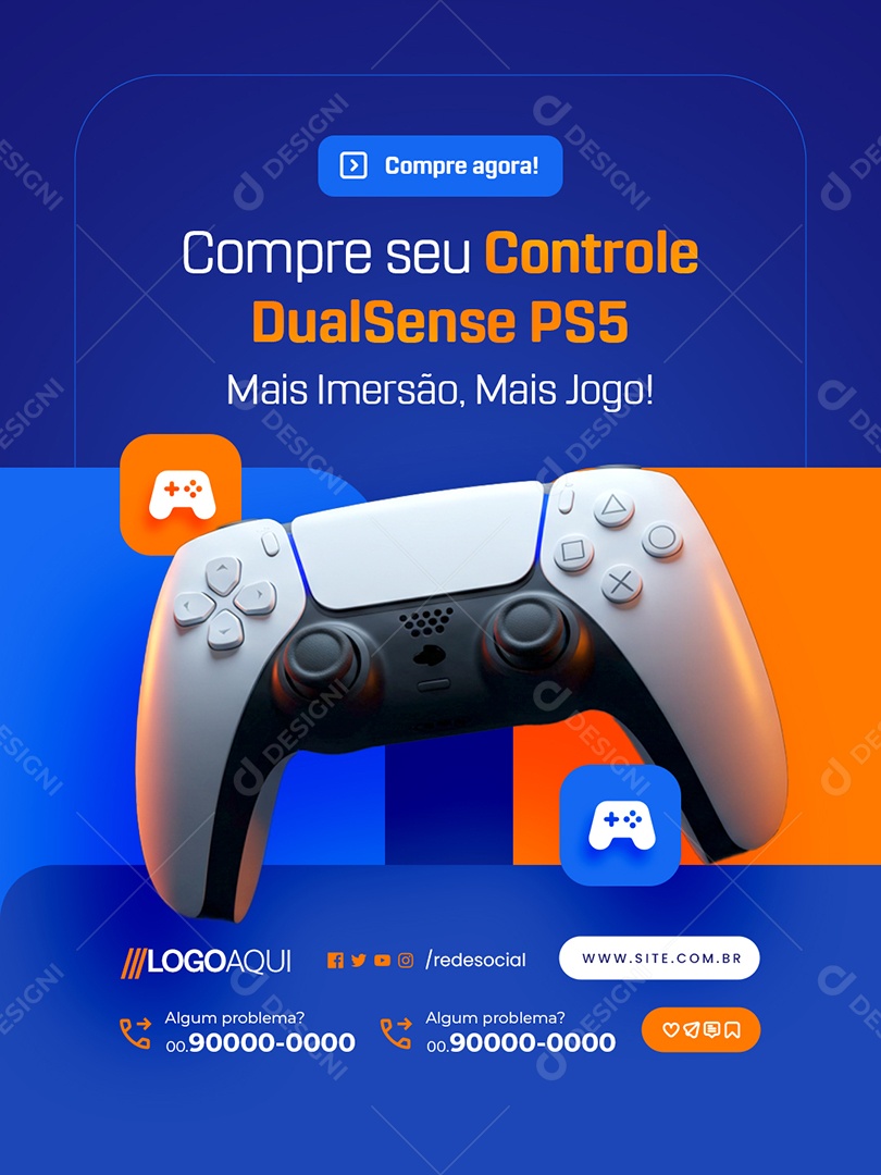 Loja de Games Compre seu Controle Social Media PSD Editável
